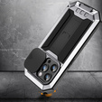Case for iPhone 15 Pro, R-JUST CamShield Slide, armoured, silver / black