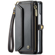 Case CASEME for Samsung Galaxy Z Fold6 5G, RFID Leather Wallet, with shoulder strap, black