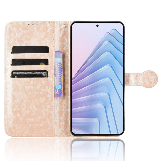 Flip case for Xiaomi Redmi Note 14 4G, Wallet Rhombus, pink