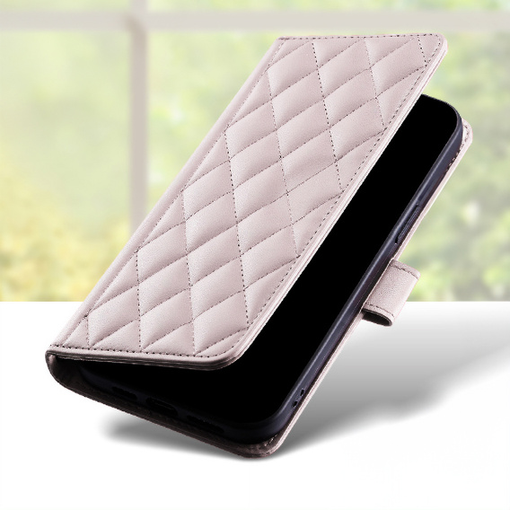 Flip case for Samsung Galaxy A16, Rhombus Crossbody Leather, pink rose gold