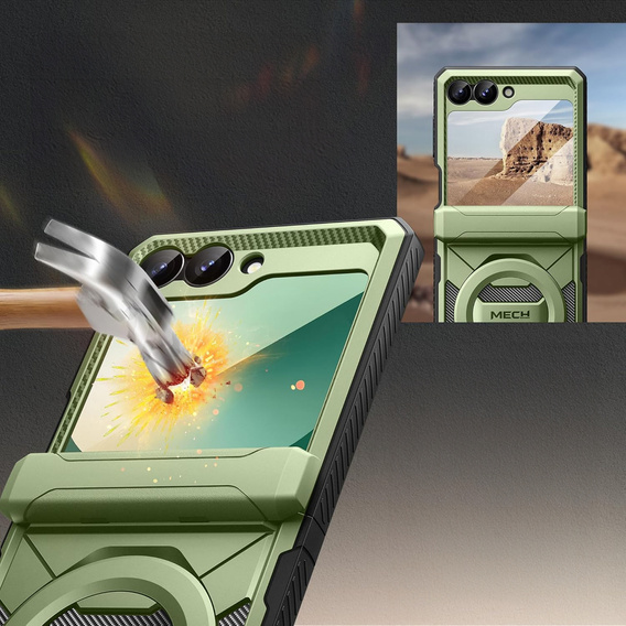 Tongate MECH case with MagSafe for Samsung Galaxy Z Flip7 FE / Z Flip6, green