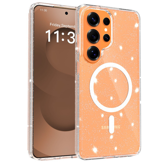 Glitter case, for MagSafe for Samsung Galaxy S26 Ultra, transparent