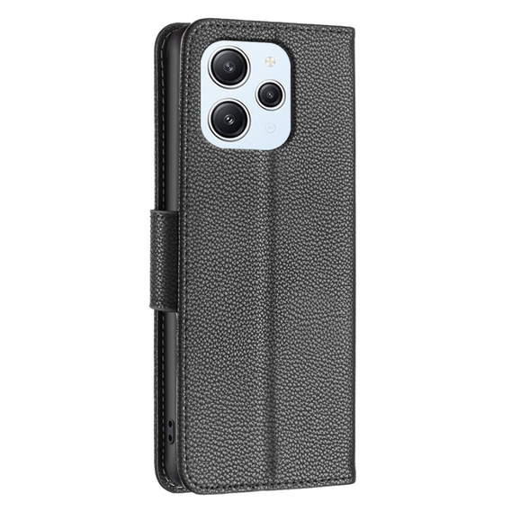 Flip case for Xiaomi Redmi 12 4G, Wallet Litchi Magnet, black
