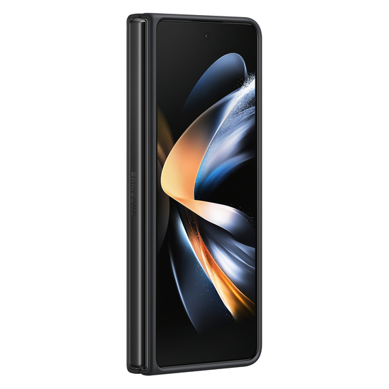 The original Samsung Case for Galaxy Z Fold 4, Leather Flip Cover, black