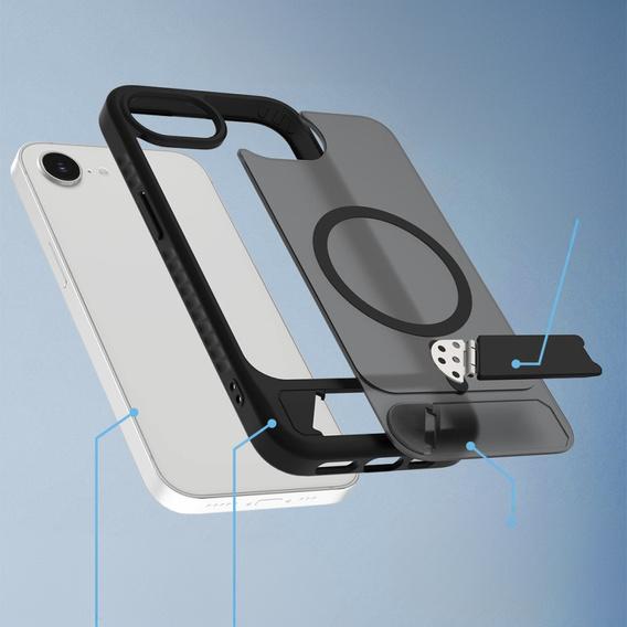 Case for iPhone 16E, Kickstand Matt Case, for MagSafe, black