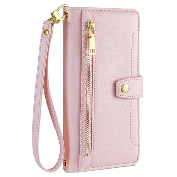 Flip case for Samsung Galaxy M15 5G, Wallet Zipper Pocket, pink