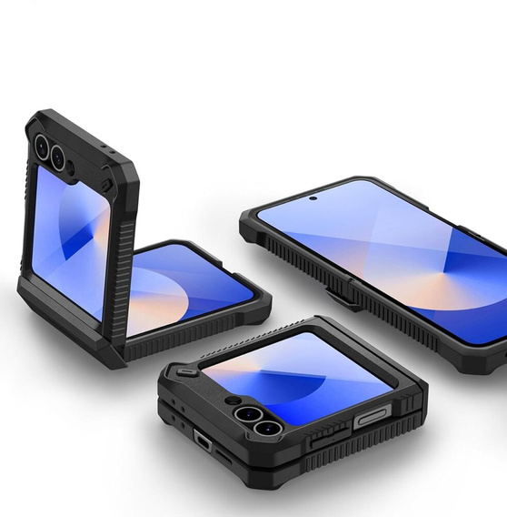 Armored Case for Samsung Galaxy Z Flip7 FE / Z Flip6, Dexnor Clip Holder, black
