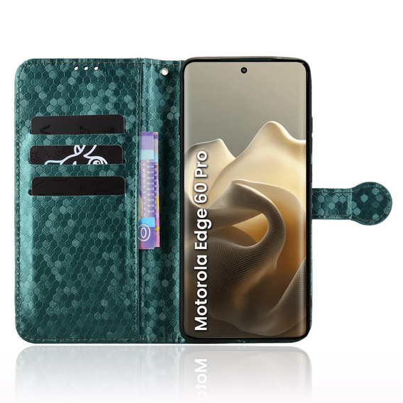 Flip case for Motorola Edge 60 Pro, Wallet Rhombus, green