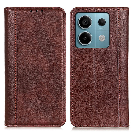 Case for Xiaomi Redmi Note 13 Pro 5G, Wallet Litchi Leather, brown