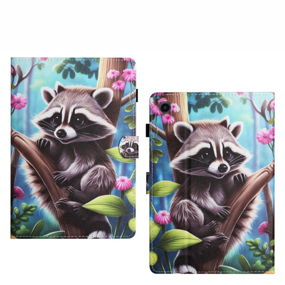 Case for Lenovo Tab M10 Plus TB-X606F, with flap, raccoon