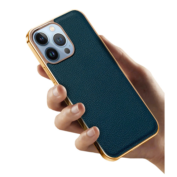 Case for iPhone 13 Pro, Cowhide Leather, green