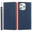 Flip case for iPhone 14 Pro, Litchi Skin Grain, dark blue