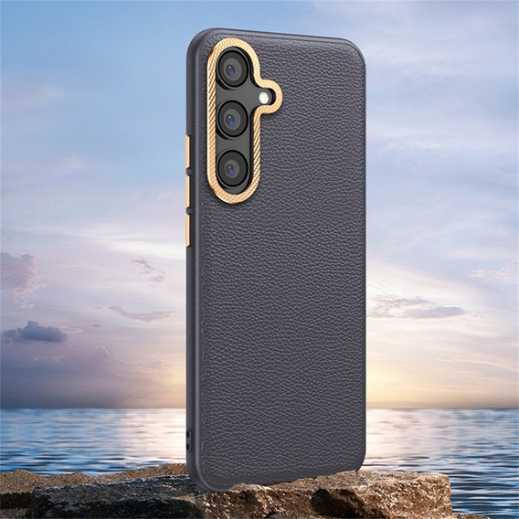 Leather case for Samsung Galaxy S25, leather hybrid, grey