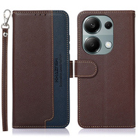 Flip case for Xiaomi Redmi Note 13 Pro 4G / Xiaomi Redmi Note 14S / Xiaomi Poco M6 Pro 4G, KHAZNEH RFID, brown / blue