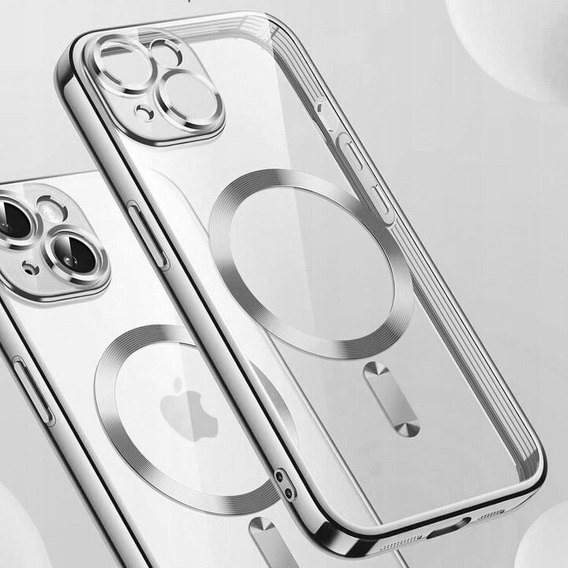 Case for iPhone 14 Plus, Electro MagSafe, silver + Screen Glass