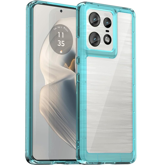Case for Motorola Edge 50 Pro, Fusion Hybrid, transparent / blue