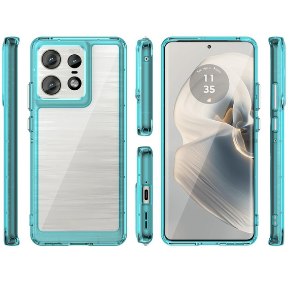 Case for Motorola Edge 50 Pro, Fusion Hybrid, transparent / blue