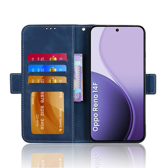 Flap case for Oppo Reno 14F, Card Slot, wallet, navy blue