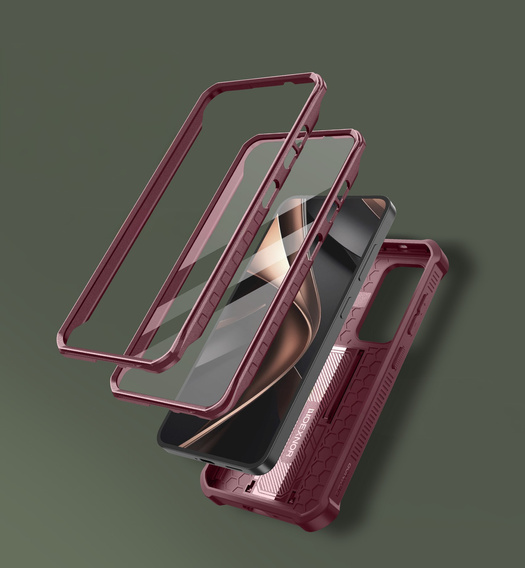 Armored case for Samsung Galaxy S25, Dexnor Full Body (Two Frames), red
