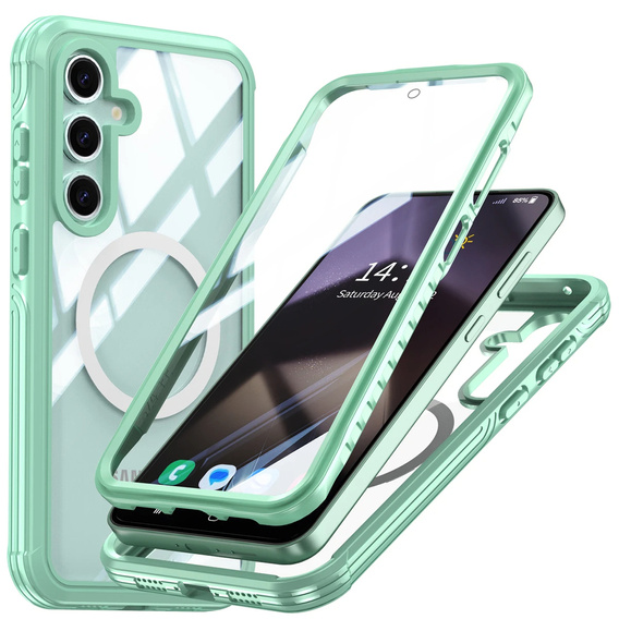 Case for Samsung Galaxy S24 FE, Shockproof, with glass, for MagSafe, green