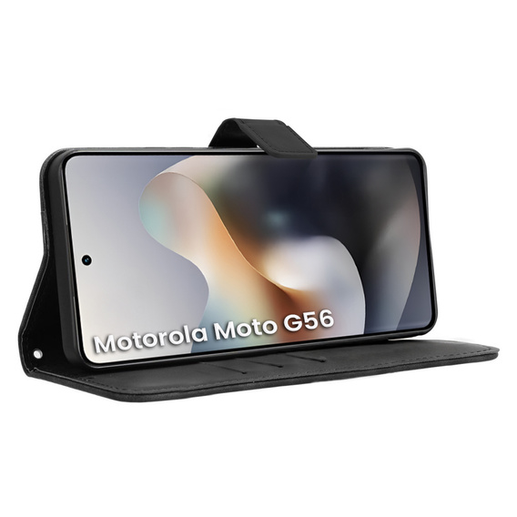 Flip case for Motorola Moto G56 5G, Crazy Horse Wallet, black