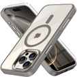 Case for iPhone 16 Pro Max, for MagSafe, ERBORD Matt Case, transparent / titanium + Screen Glass
