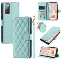 Flip case for Samsung Galaxy S20 FE, Rhombus Crossbody Leather, green