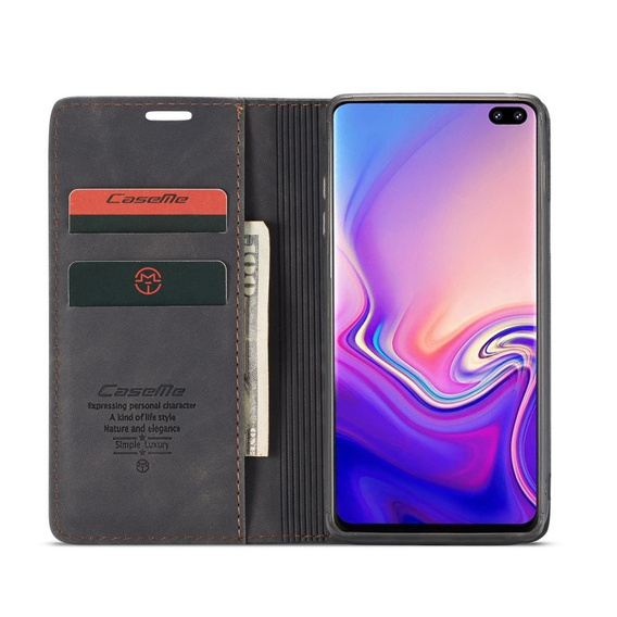 CASEME case for Samsung Galaxy S10 Plus, Leather Wallet Case, black