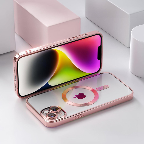 Case for iPhone 14 Plus, Electro MagSafe, pink + Screen Glass