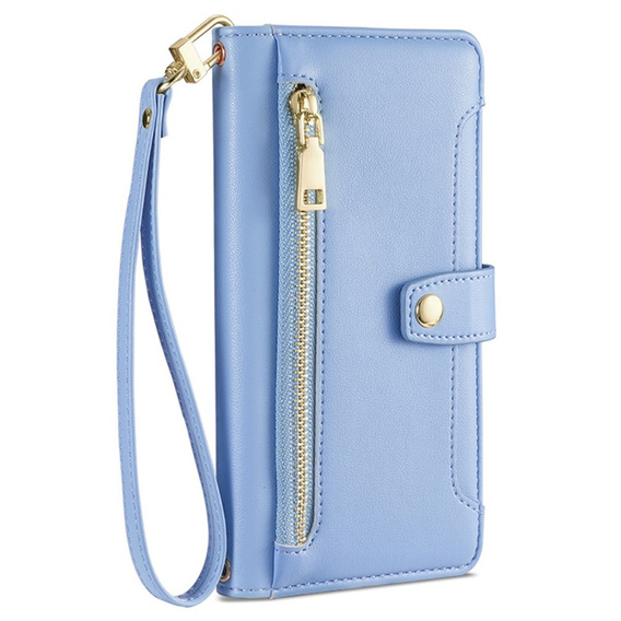 Flip case for Samsung Galaxy A16, Wallet Zipper Pocket, blue