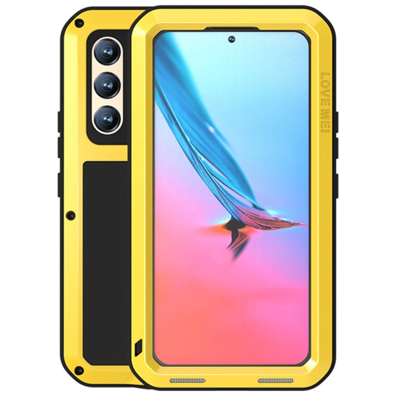 Love Mei Case for Samsung Galaxy S22, armored with glass, yellow