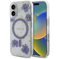 GUESS HC MagSafe Resin Flowers and Glitter Case for iPhone 16