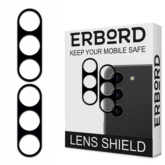 2x ERBORD tempered glass for camera to Samsung Galaxy S23 Plus, black