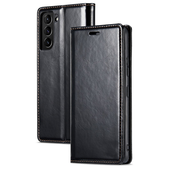 Flip case for Samsung Galaxy S23, ERBORD Waxy Wallet, black