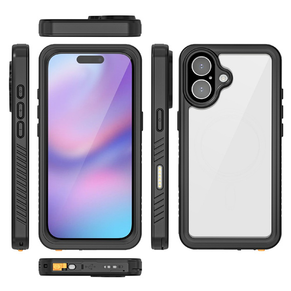 Case for iPhone 17, IP68 waterproof Redpepper, black