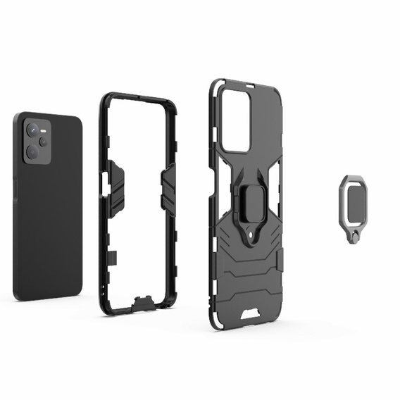 Case for Realme C35, Kickstand Ring, black