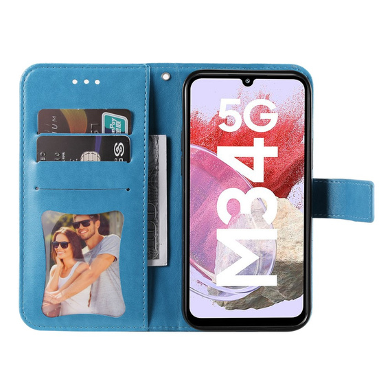 Flip case for Samsung Galaxy M34 5G, Mandala Flower, blue