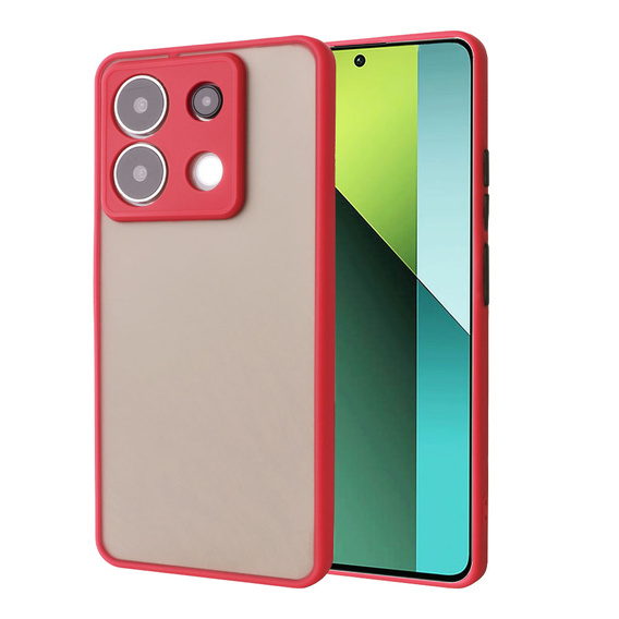 Silicone case for Xiaomi Redmi Note 13 Pro 5G, with camera protection, transparent / red + Tempered Glass 9H