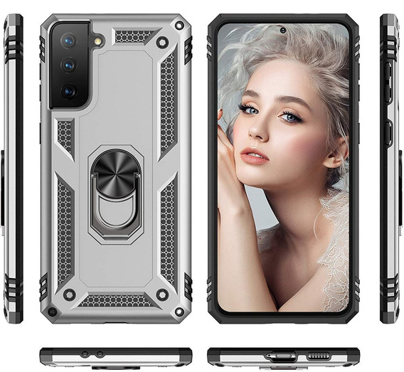 Armor Case for Samsung Galaxy S21, Nox Case Ring, silver