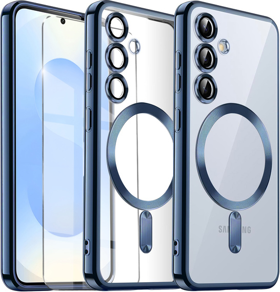 Case for Samsung Galaxy S25, Electro MagSafe, dark blue + Screen Glass