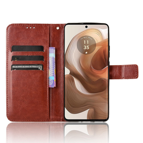 Flip case for Motorola Edge 50 Ultra, Crazy Horse Wallet, brown