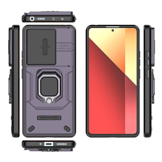 Case for Xiaomi Redmi Note 13 Pro 4G / Xiaomi Redmi Note 14S / Xiaomi Poco M6 Pro 4G, KickStand Camera Lens, purple