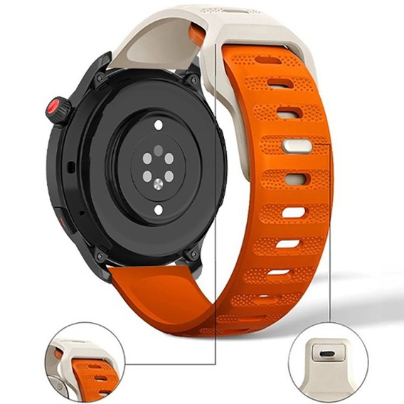 Silicone Universal Strap 22mm Dot Texture, orange / cream