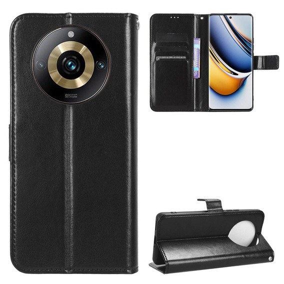 Flip case for Realme 11 Pro 5G / Pro+ 5G, Crazy Horse Wallet, black
