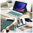 Case + keyboard Samsung Galaxy Tab S9 FE, Leather Pen Slot, dark green