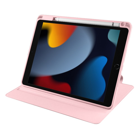 Case for iPad 10.2" 2021/2020/2019 (9/8/7 gen.), with stylus space, 360° rotatable, pink