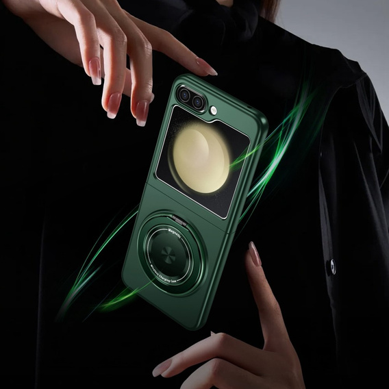 GKK case for Galaxy Z Flip 5 5G, Corners Dropproof MagSafe, clear / purple