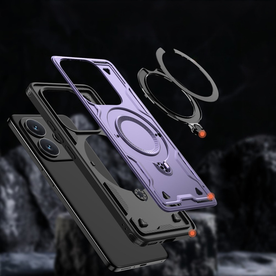 Case for Xiaomi Redmi Note 14 5G, Military MagSafe, purple + 9H glass