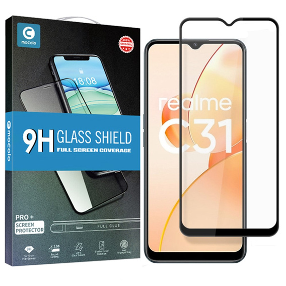 Mocolo Full Glue Tempered Glass for Realme C31, black frame