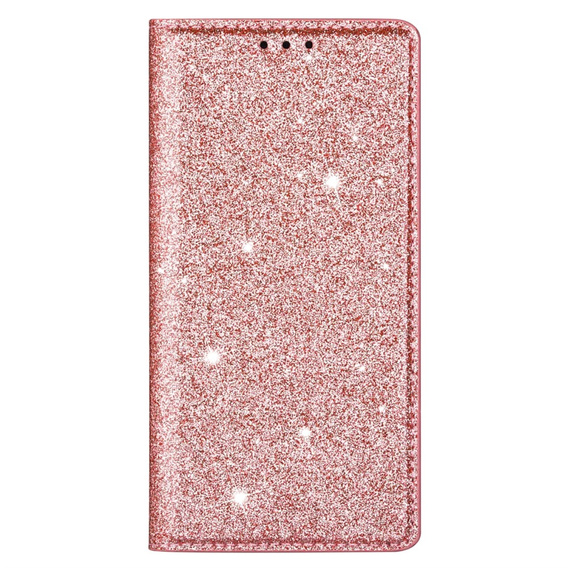 Flap case for iPhone 16E, Card Slot Glittery, pink